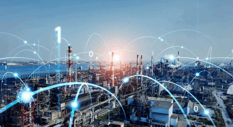 Digitaler Zwilling eines Unternehmens-Energiesystems auf Bildschirm, der Strom, Wärme, Mobilität und Speicher integriert, als Symbol für zukunftssichere Energieplanung